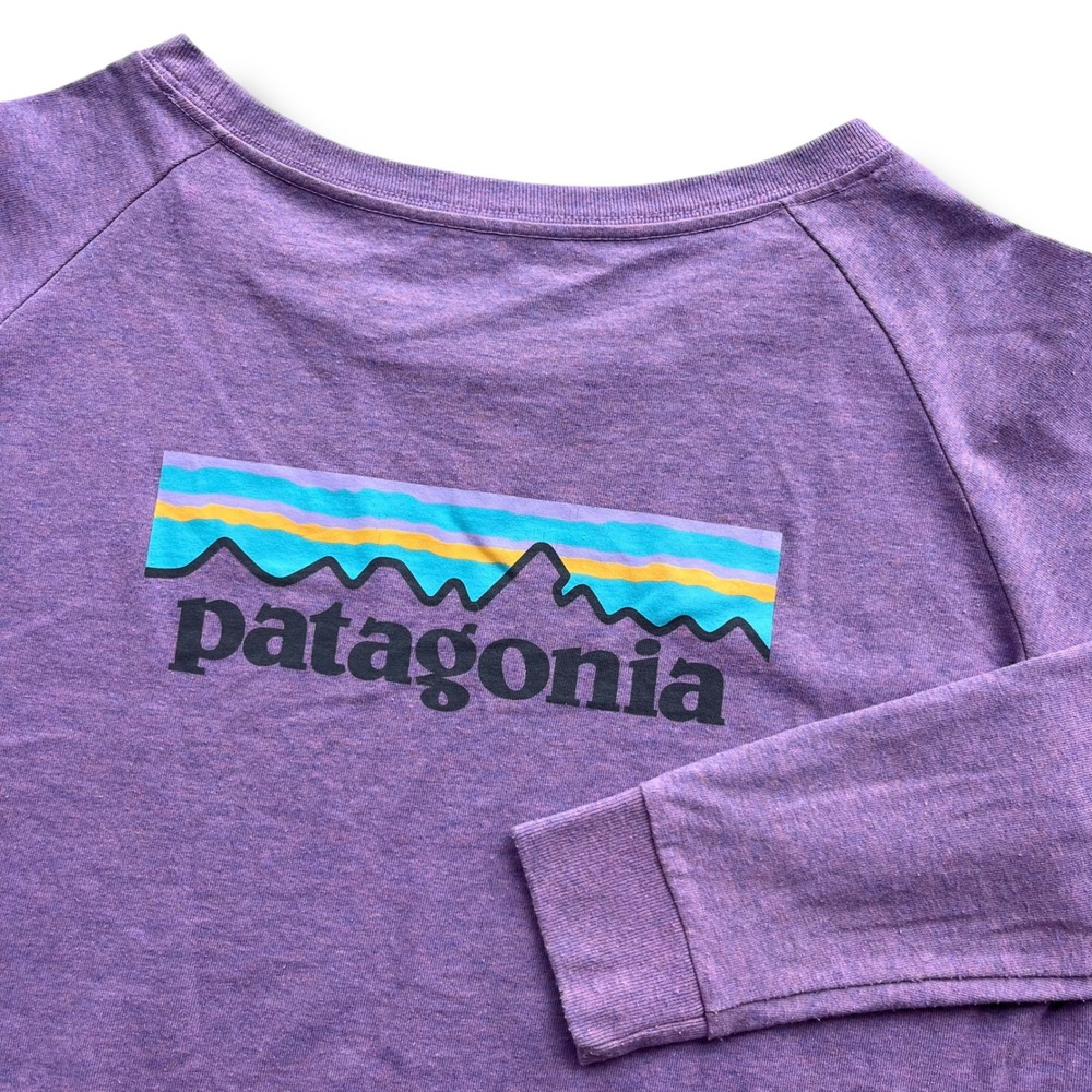 Patagonia Women S Purple P-6 Logo Graphic Responsibili-tee Long Sleeve Top Hiker